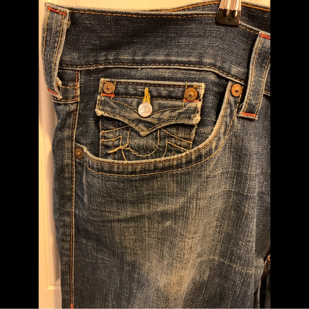True Religion Brand Jeans World Tour Ricky Blue Jeans with Flap Pockets Size 42 - Picture 3 of 8